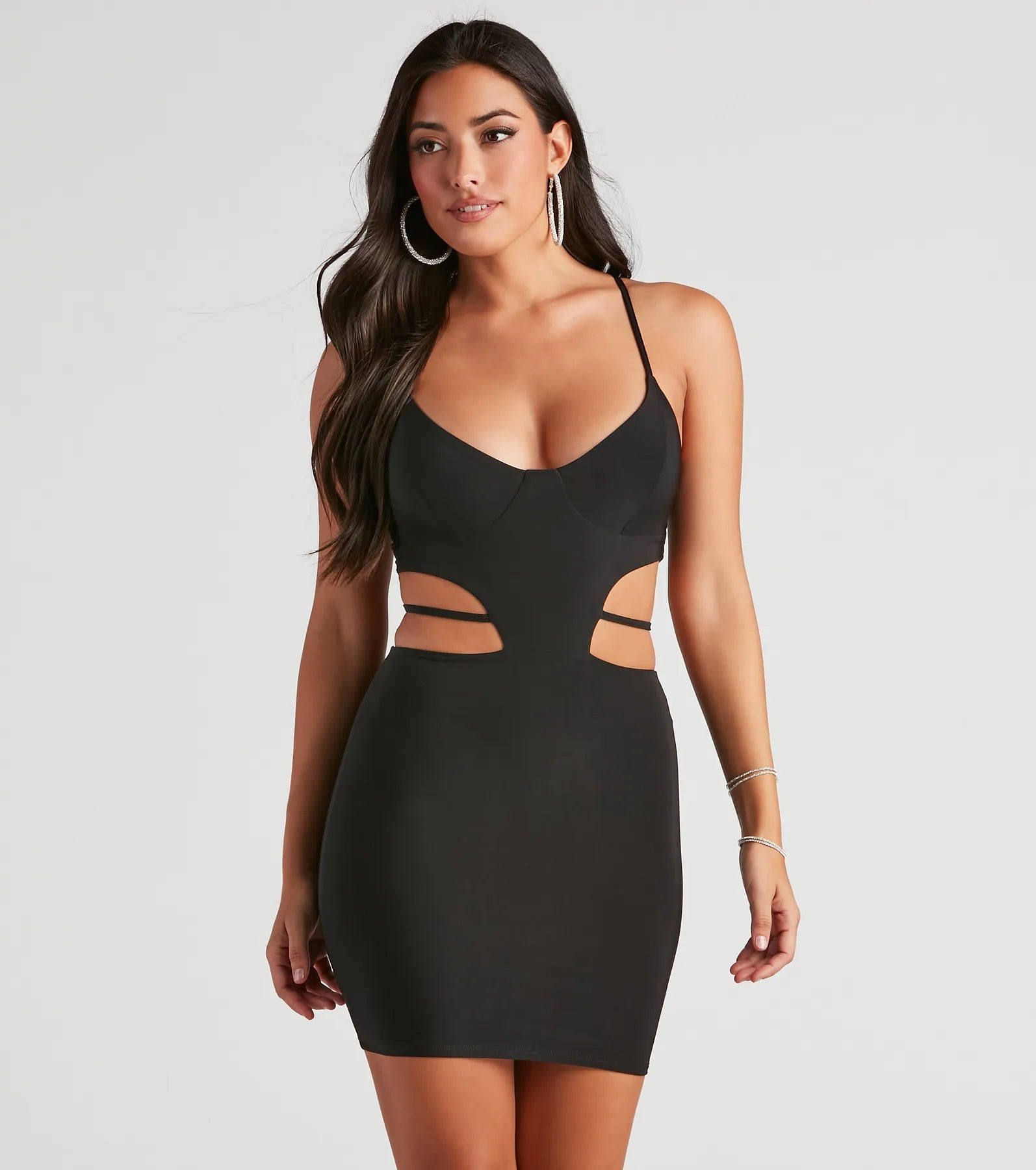 Sultry Flirt Cutout Tie Mini Dress