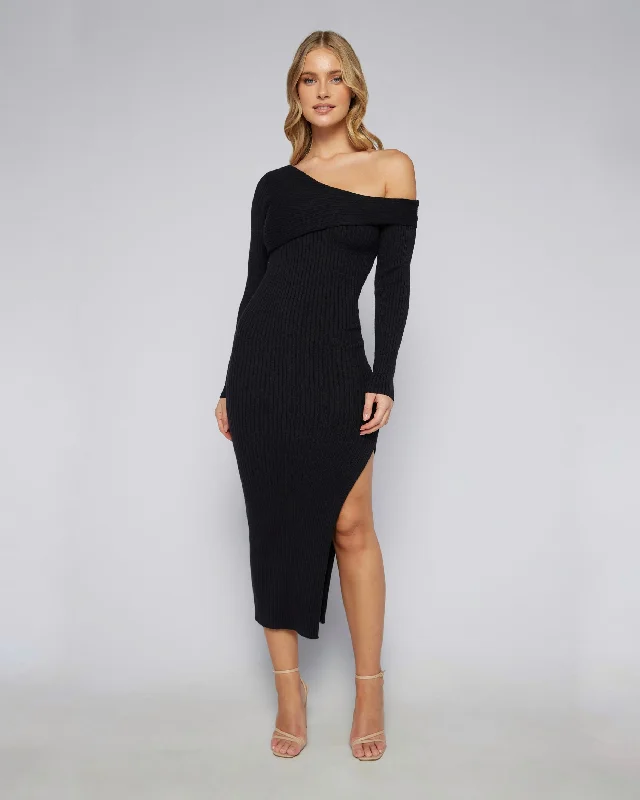 ASOLIN MIDI DRESS -BLACK