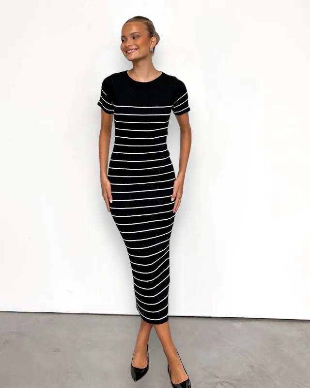 BAVENA MIDI DRESS -BLACK/WHITE