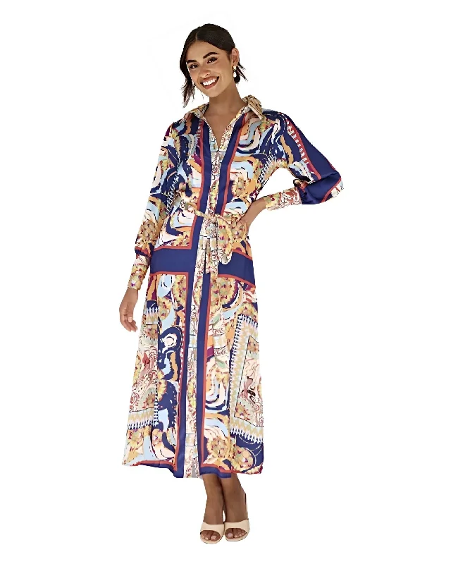 PADMA LONG SLEEVE MAXI DRESS -NAVY