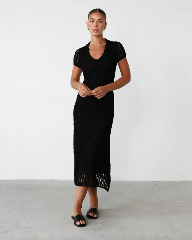 ELLIA MIDI DRESS -BLACK