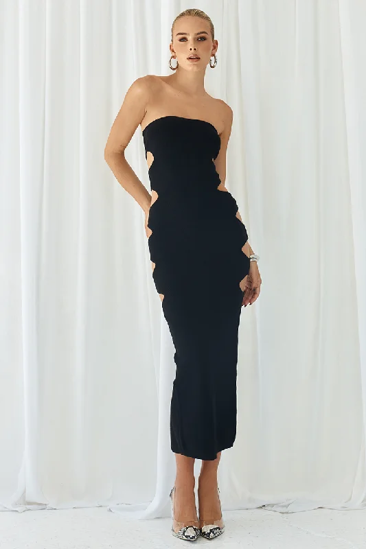 NALINI MIDI DRESS - BLACK