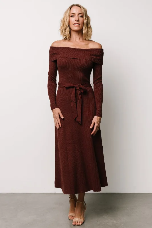 Rheta Off Shoulder Sweater Dress | Mahogany