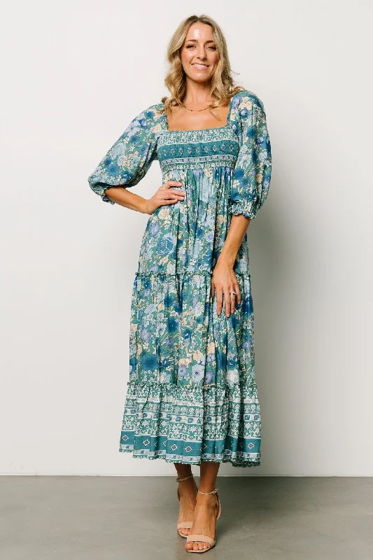 Shanna Tiered Dress | Emerald Multi