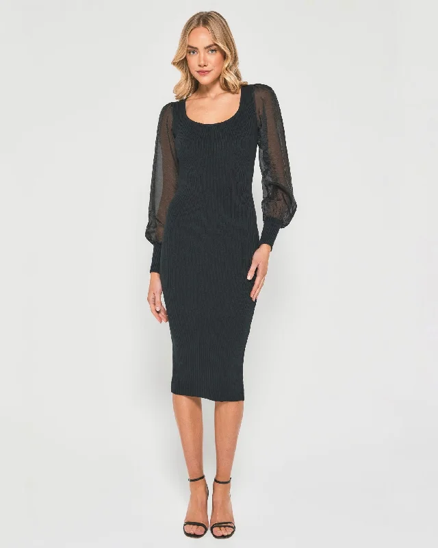 TANIA MIDI DRESS -BLACK