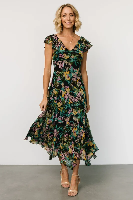 Alisa Maxi Dress | Black Floral