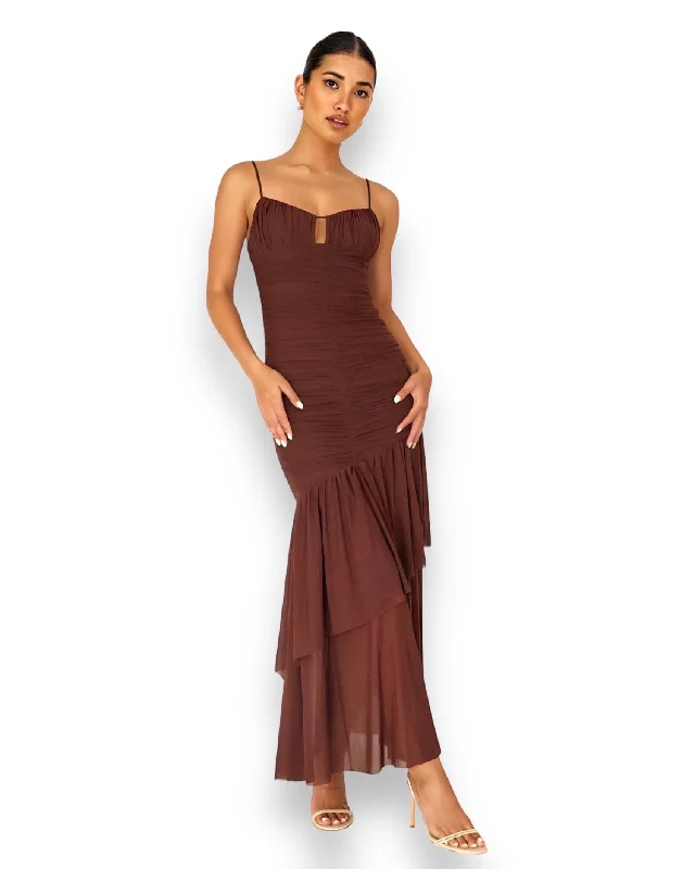 AVELINE MAXI DRESS -CHOCOLATE