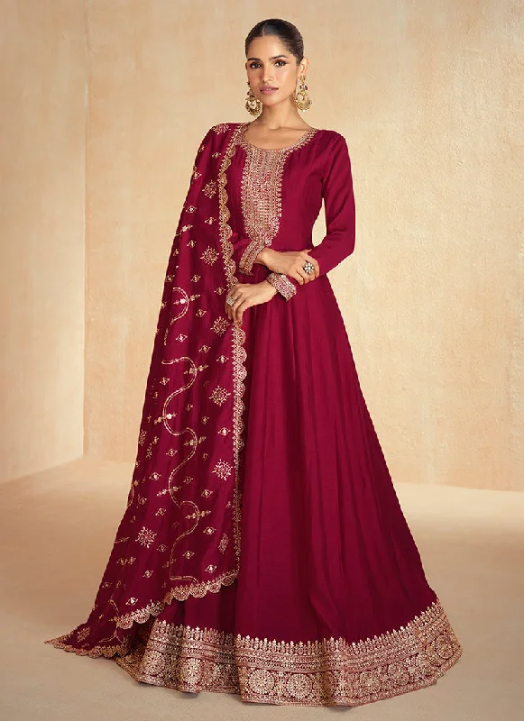 Bridal Red Golden Embroidery Wedding Anarkali Suit