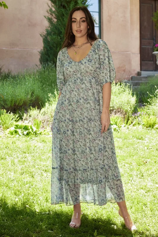 Ginny Maxi Dress | Light Green Floral