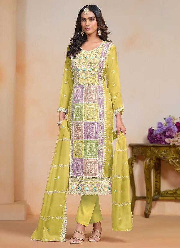 Lime Yellow Multi Embroidery Festival Salwar Suit