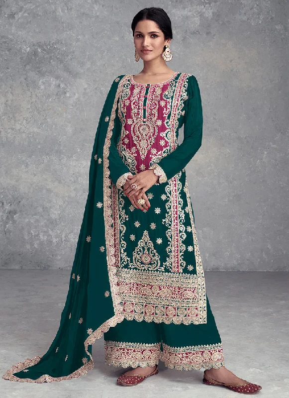 Rama Green Embroidered Festive Palazzo Suit