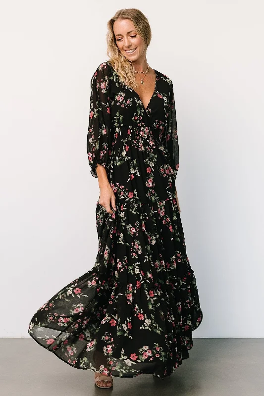 Sawyer Tiered Maxi Dress | Black + Berry