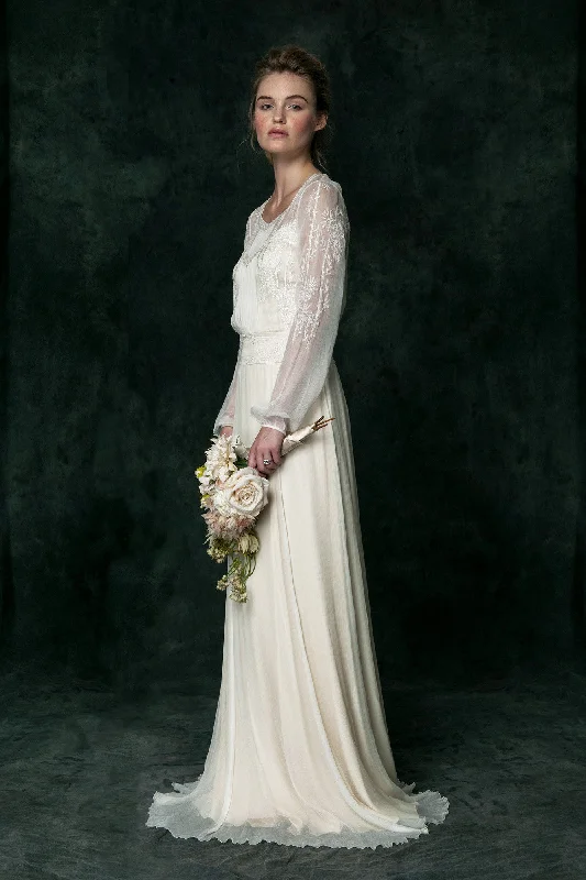 VT6310 Long Sleeve Edwardian Inspired Wedding Dress